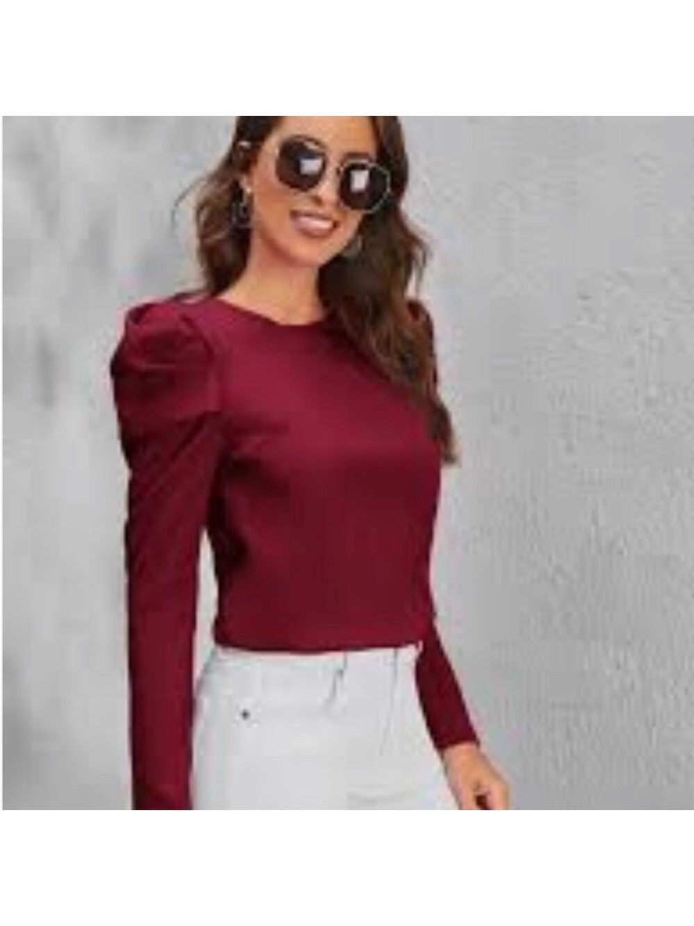 PLENTY by Tracy Reese maroon puff sleeve button side crop top nwt xs